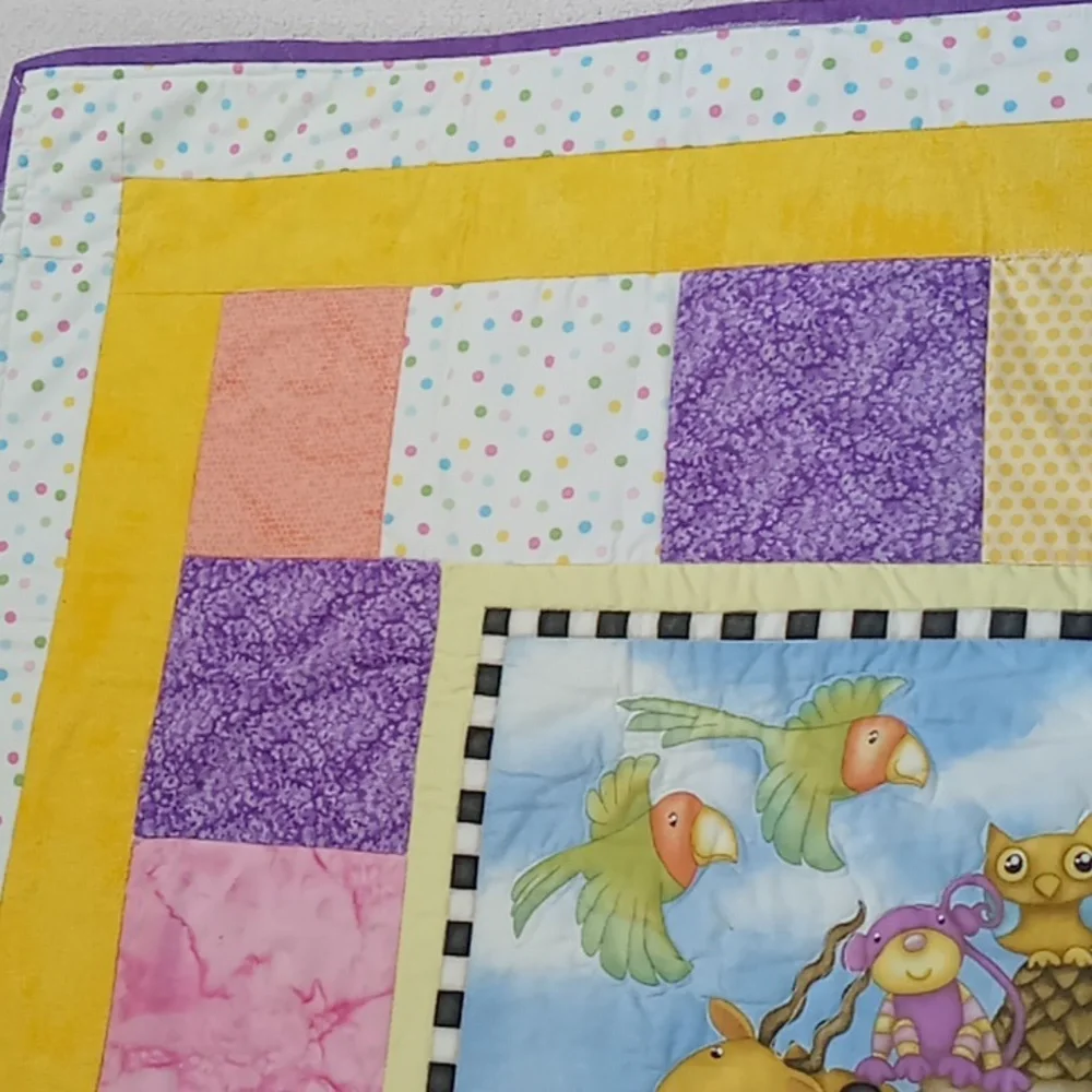 Colorful Noah's Arc Animal-Themed Baby Quilt NWOT